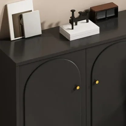 Stylish Black Wooden Combo Dresser with Drawers and Cabinet Image - 11