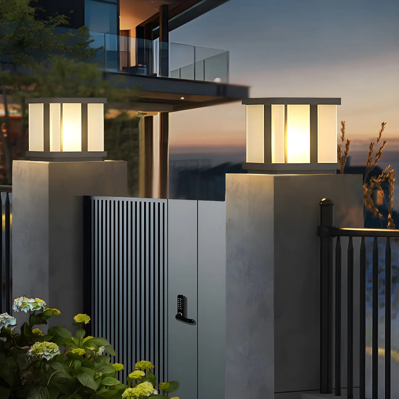 Outdoor Black LED Pillar Table Lamp for Decor with Warm Light  Image - 2 | homeyfad