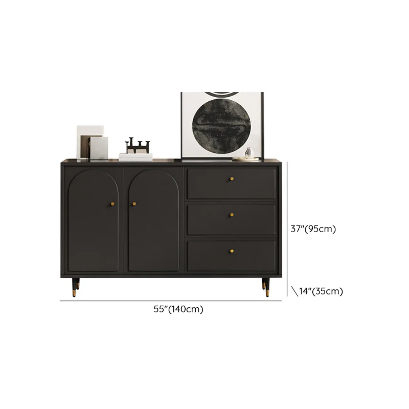 Stylish Black Wooden Combo Dresser with Drawers and Cabinet Image - 15 | homeyfad