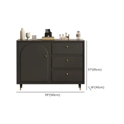Stylish Black Wooden Combo Dresser with Drawers and Cabinet Image - 17