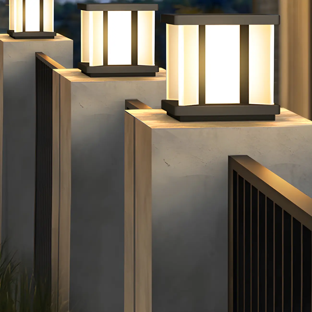 Outdoor Black LED Pillar Table Lamp for Decor with Warm Light  Image - 6 | homeyfad