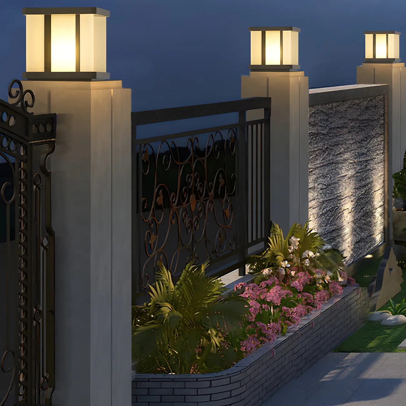 Modern Black Solar Square Outdoor Post Lights | homeyfad