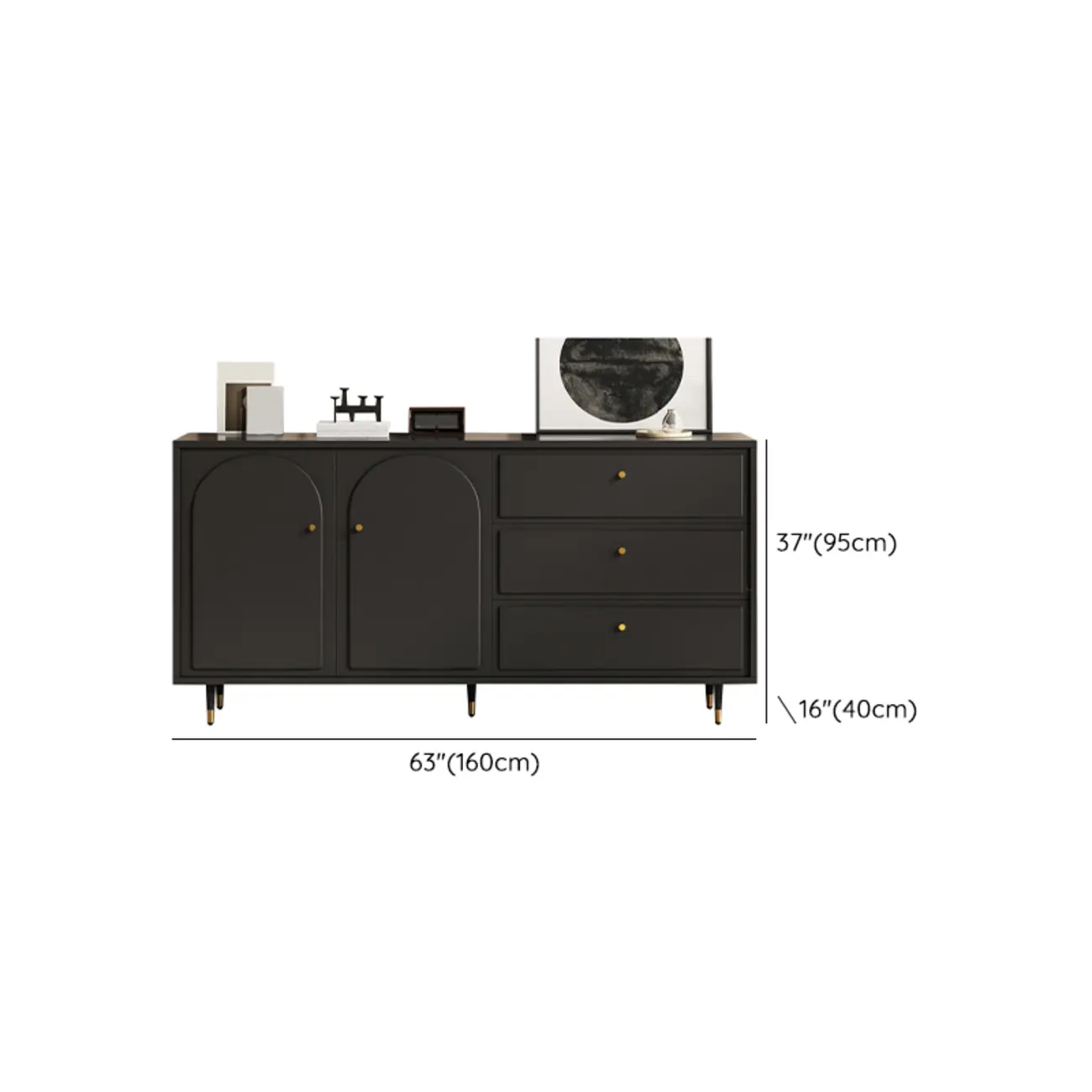 Stylish Black Wooden Combo Dresser with Drawers and Cabinet Image - 20 | homeyfad