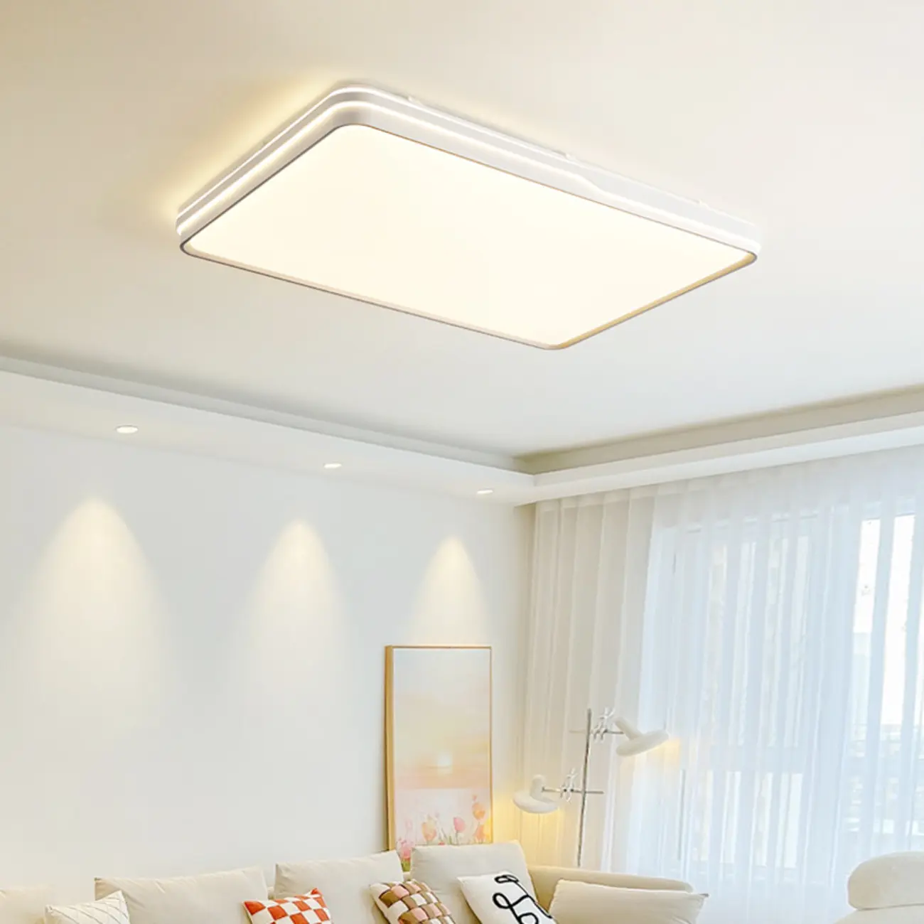 Dimmable LED Flush Ceiling Light for Living Room With Shade Image - 1 | homeyfad