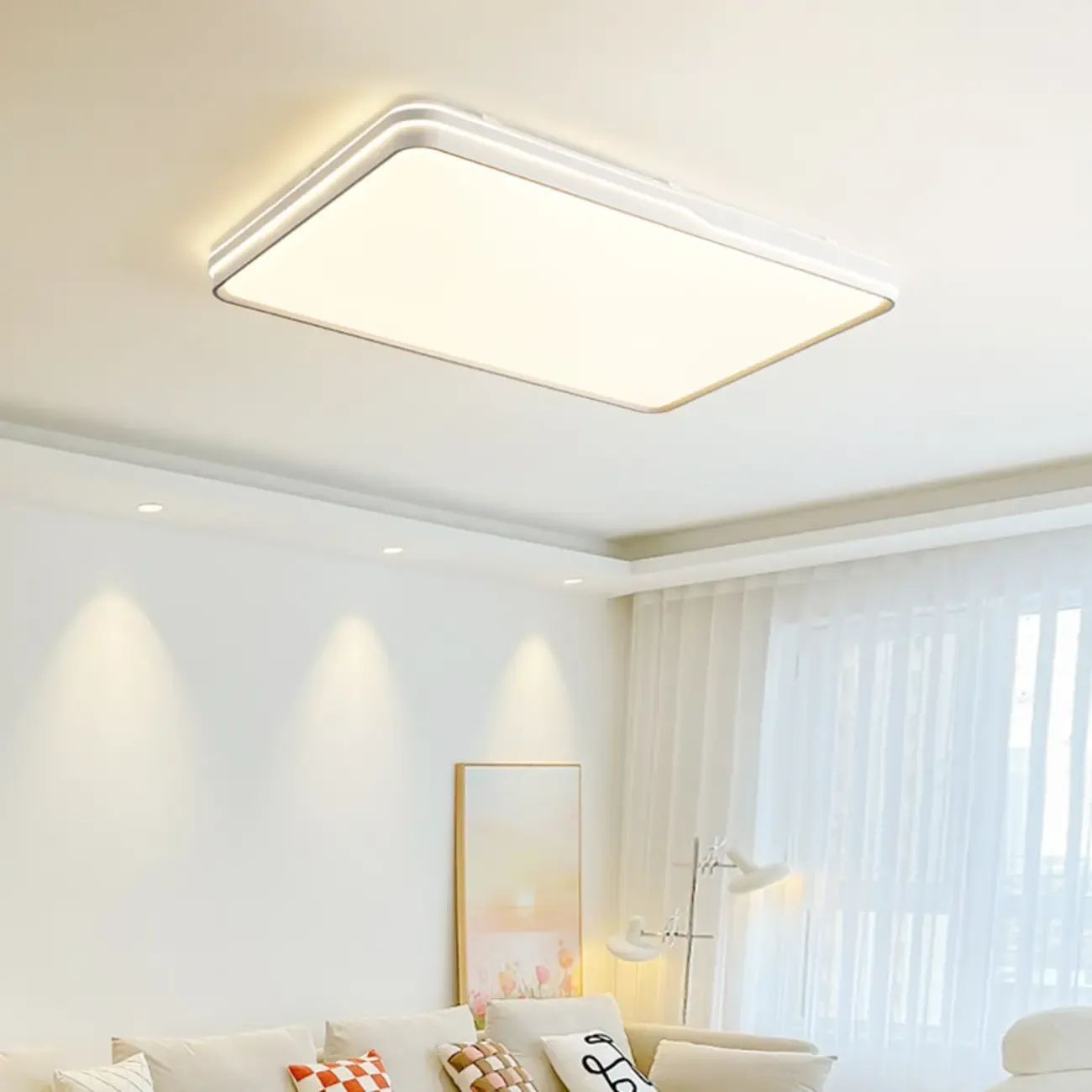 Dimmable LED Flush Ceiling Light for Living Room With Shade Image - 1