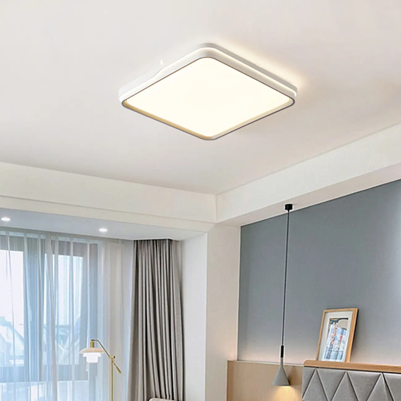 Dimmable LED Flush Ceiling Light for Living Room With Shade Image - 3 | homeyfad
