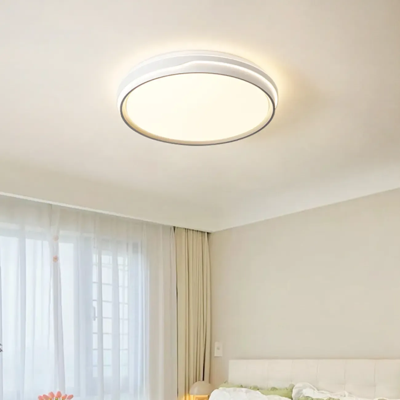 Dimmable LED Flush Ceiling Light for Living Room With Shade Image - 4