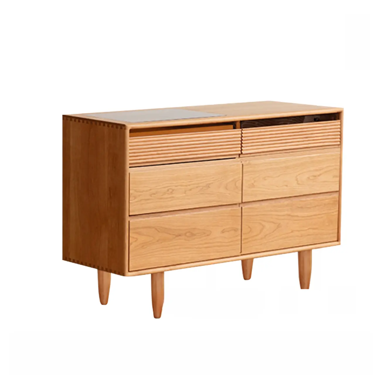 Traditional Natural Wooden Dresser Large Capacity for Bedroom Image - 9 | homeyfad