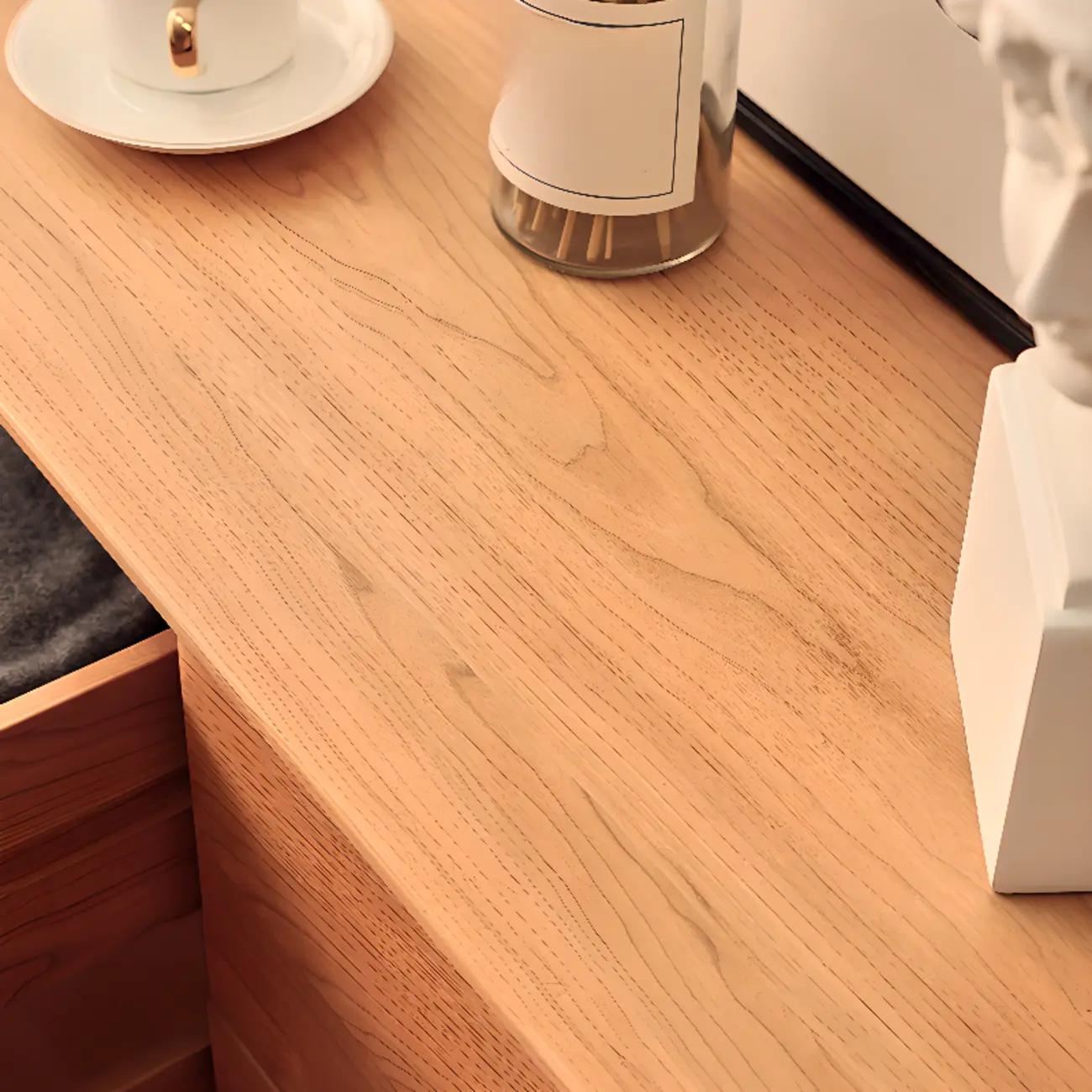 Traditional Natural Wooden Dresser Large Capacity for Bedroom Image - 10 | homeyfad