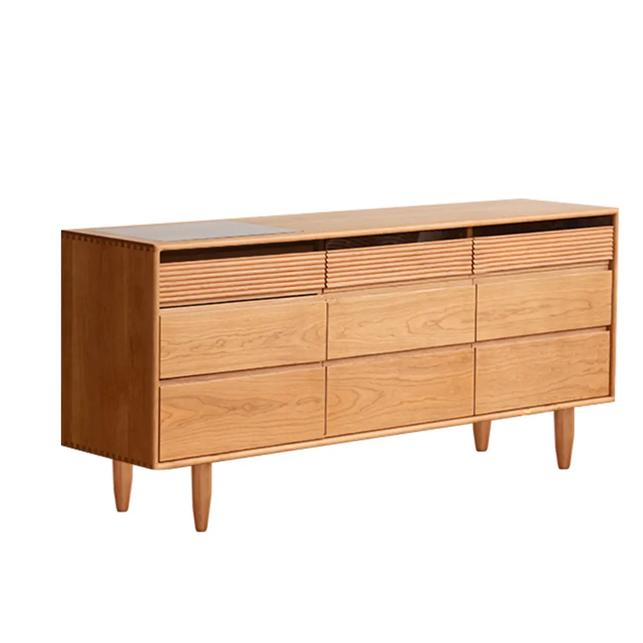 Traditional Natural Wooden Dresser Large Capacity for Bedroom Image - 5 | homeyfad