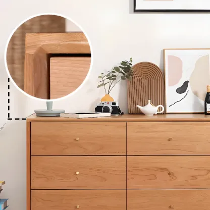 Traditional Natural Wooden Dresser Large Capacity for Bedroom Image - 14