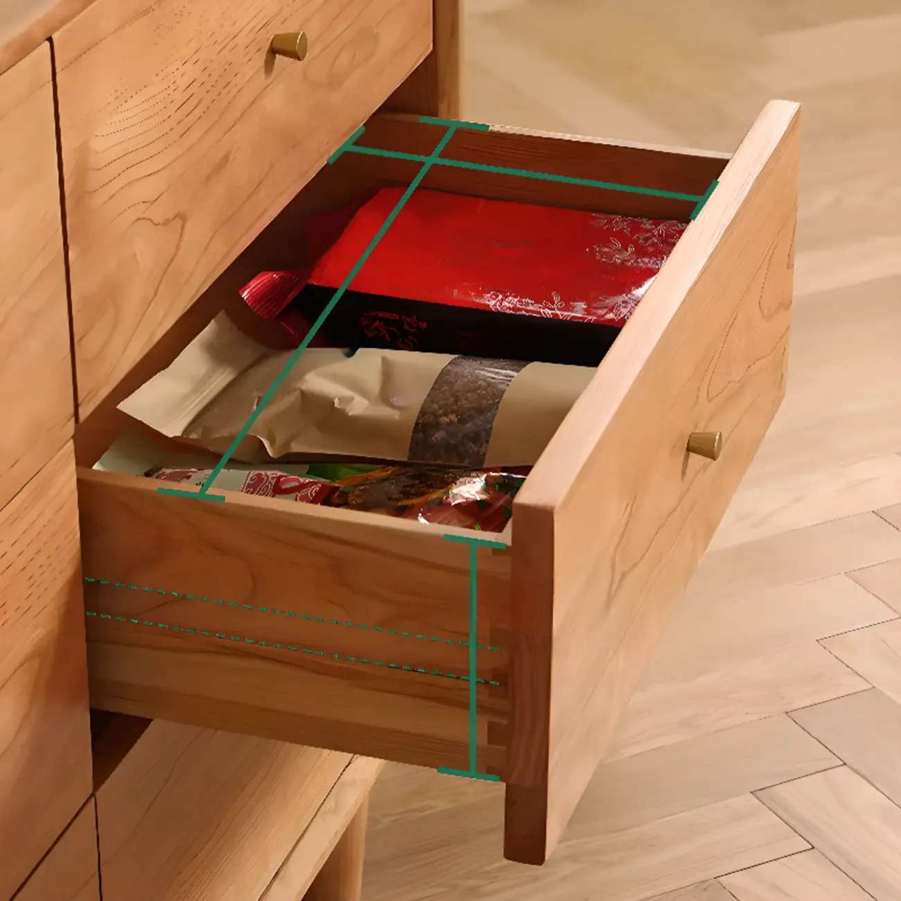 Traditional Natural Wooden Dresser Large Capacity for Bedroom Image - 15