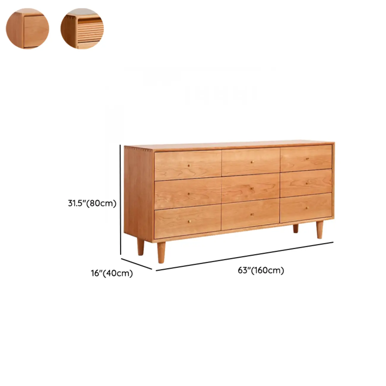 Traditional Natural Wooden Dresser Large Capacity for Bedroom Image - 17 | homeyfad