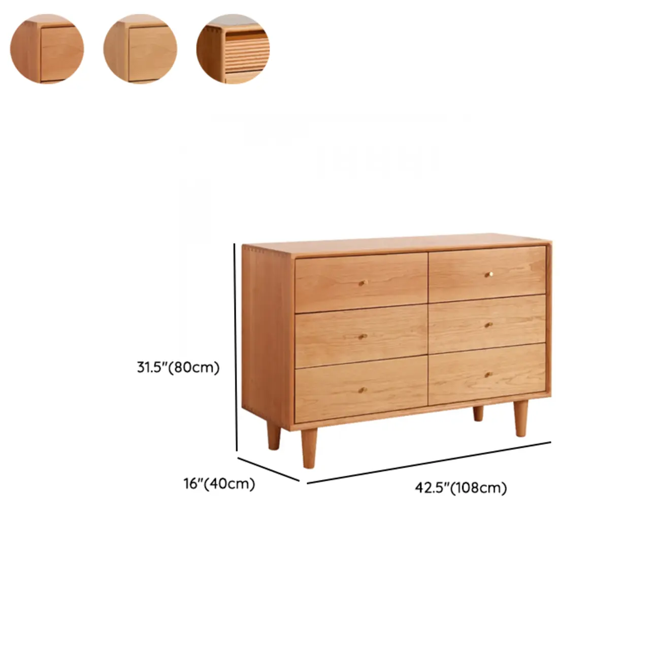 Traditional Natural Wooden Dresser Large Capacity for Bedroom Image - 18 | homeyfad