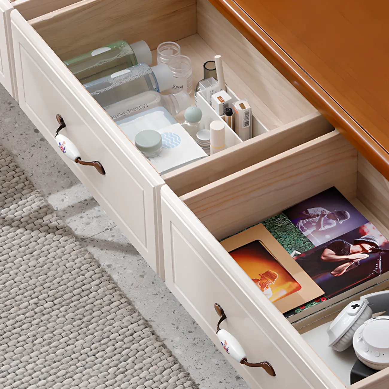 Modern Solid Wood Double Dressers with 7-Drawers for Bedroom Image - 5 | homeyfad