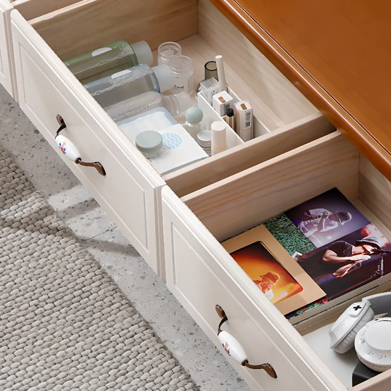 Modern Solid Wood Double Dressers with 7-Drawers for Bedroom Image - 5
