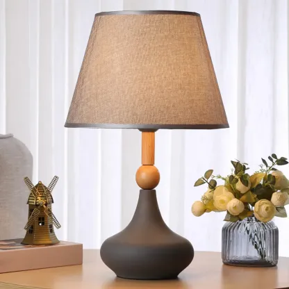 Modern Grey Geometric Table Lamp for Living Room Image - 1