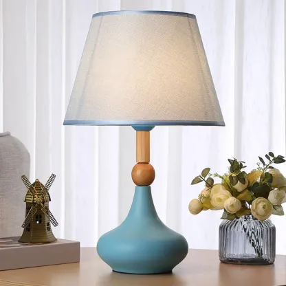 Modern Grey Geometric Table Lamp for Living Room Image - 2