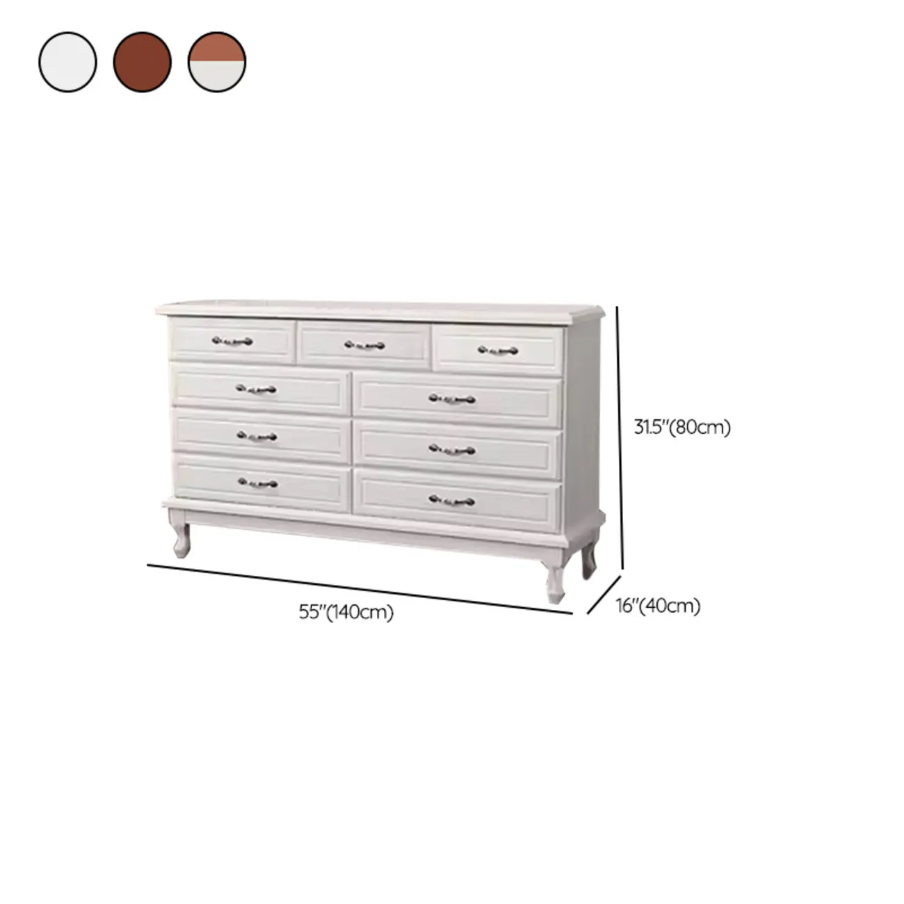 Modern Solid Wood Double Dressers with 7-Drawers for Bedroom #size
