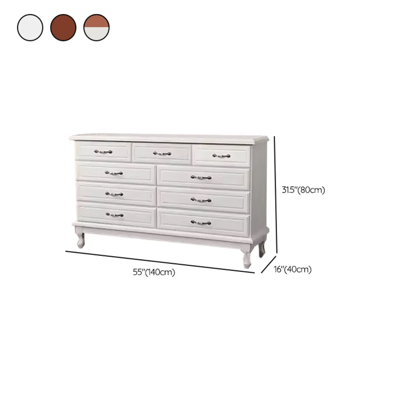 Modern Solid Wood Double Dressers with 7-Drawers for Bedroom #size