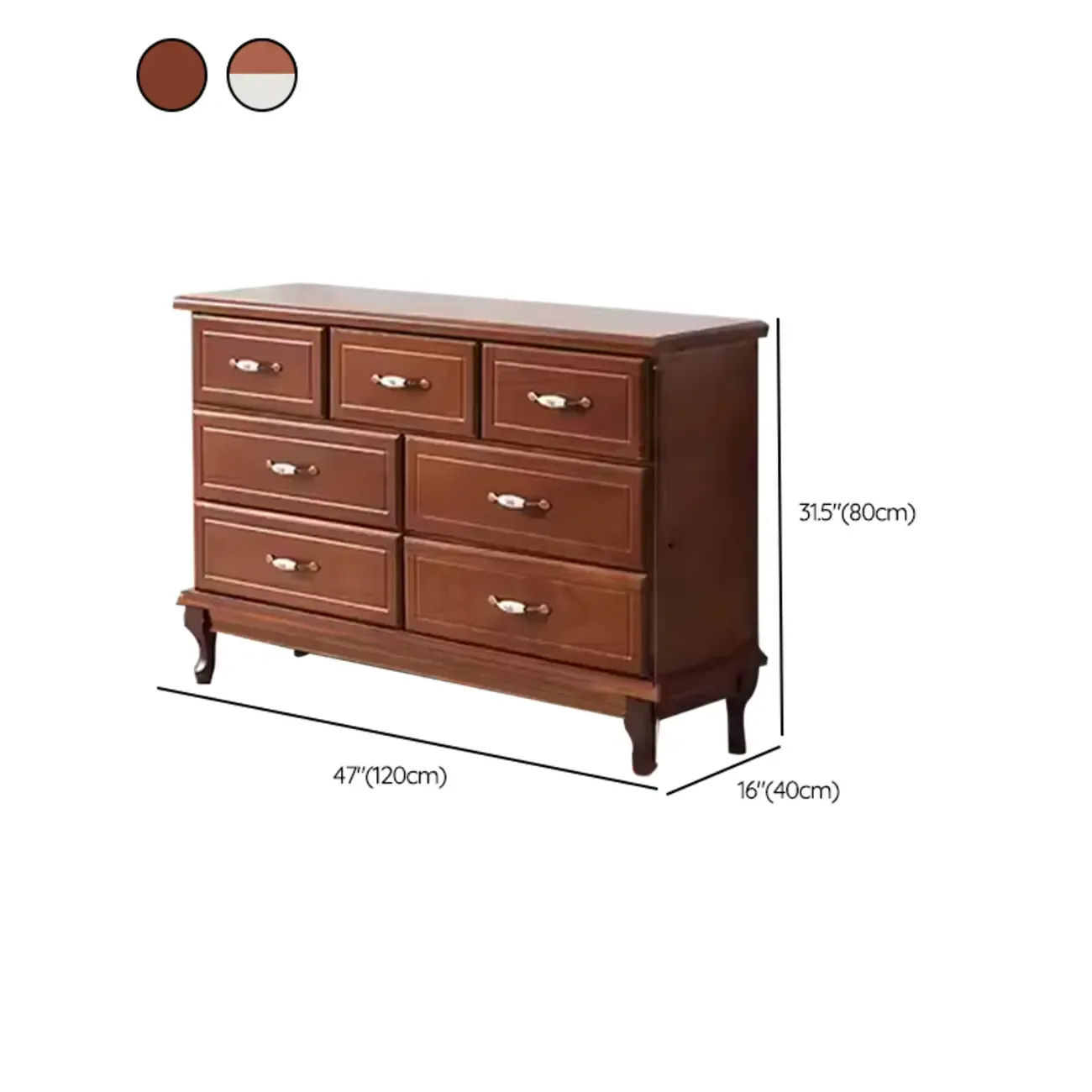 Modern Solid Wood Double Dressers with 7-Drawers for Bedroom Image - 21