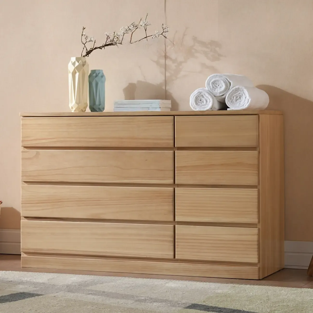 Classic Brown Wooden Dressers with 7-Drawers Image - 1