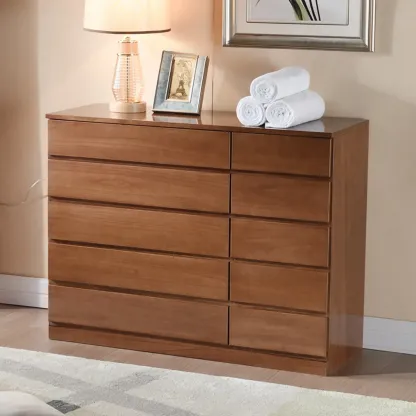 Classic Brown Wooden Dressers with 7-Drawers Image - 2