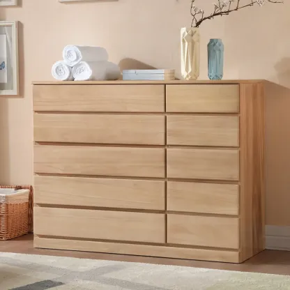 Classic Brown Wooden Dressers with 7-Drawers Image - 5