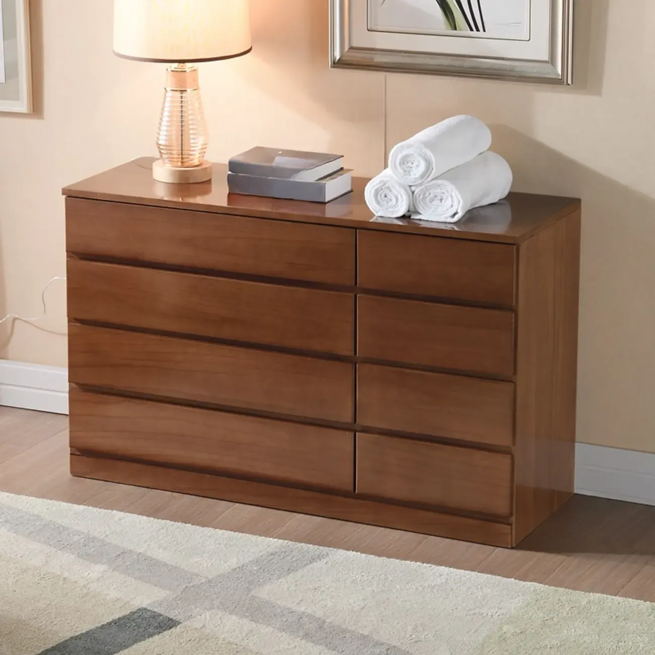Classic Brown Wooden Dressers with 7-Drawers Image - 8