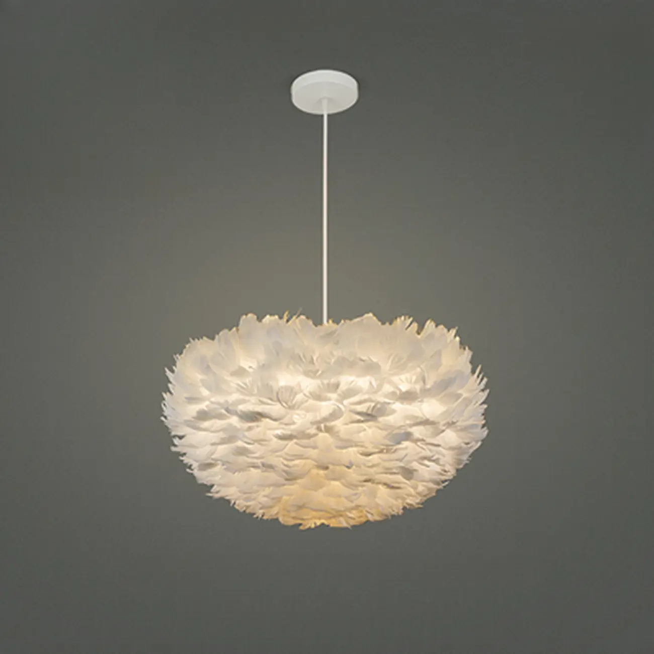 Modern White Feather Pendant Light Height Adjustable Image - 2 | homeyfad