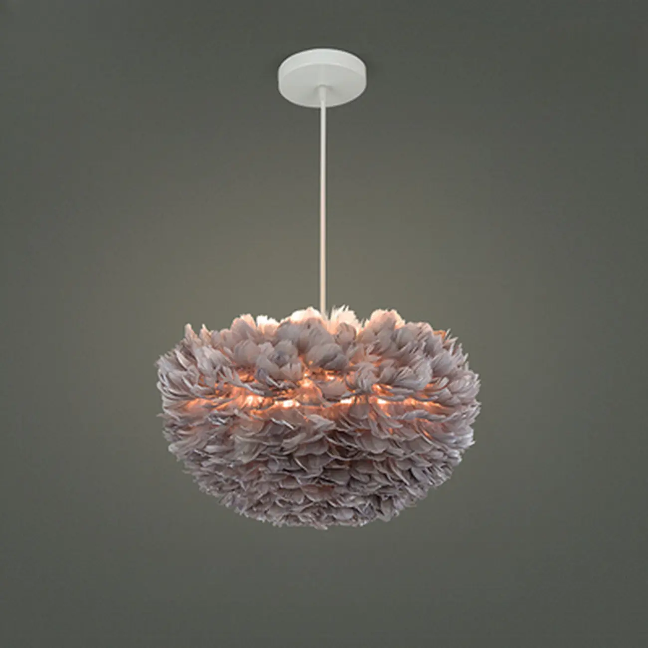 Modern White Feather Pendant Light Height Adjustable Image - 7 | homeyfad