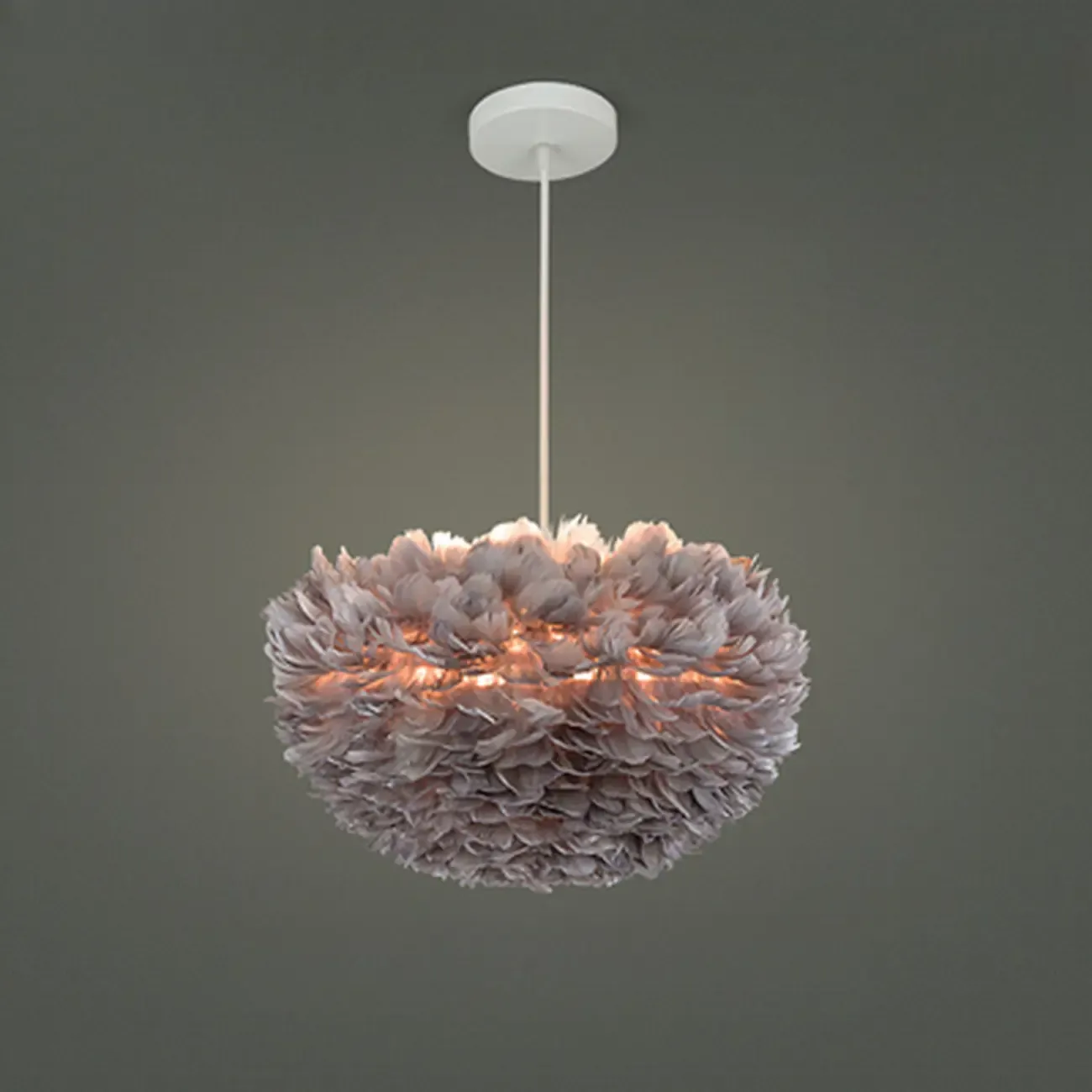 Modern White Feather Pendant Light Height Adjustable Image - 7