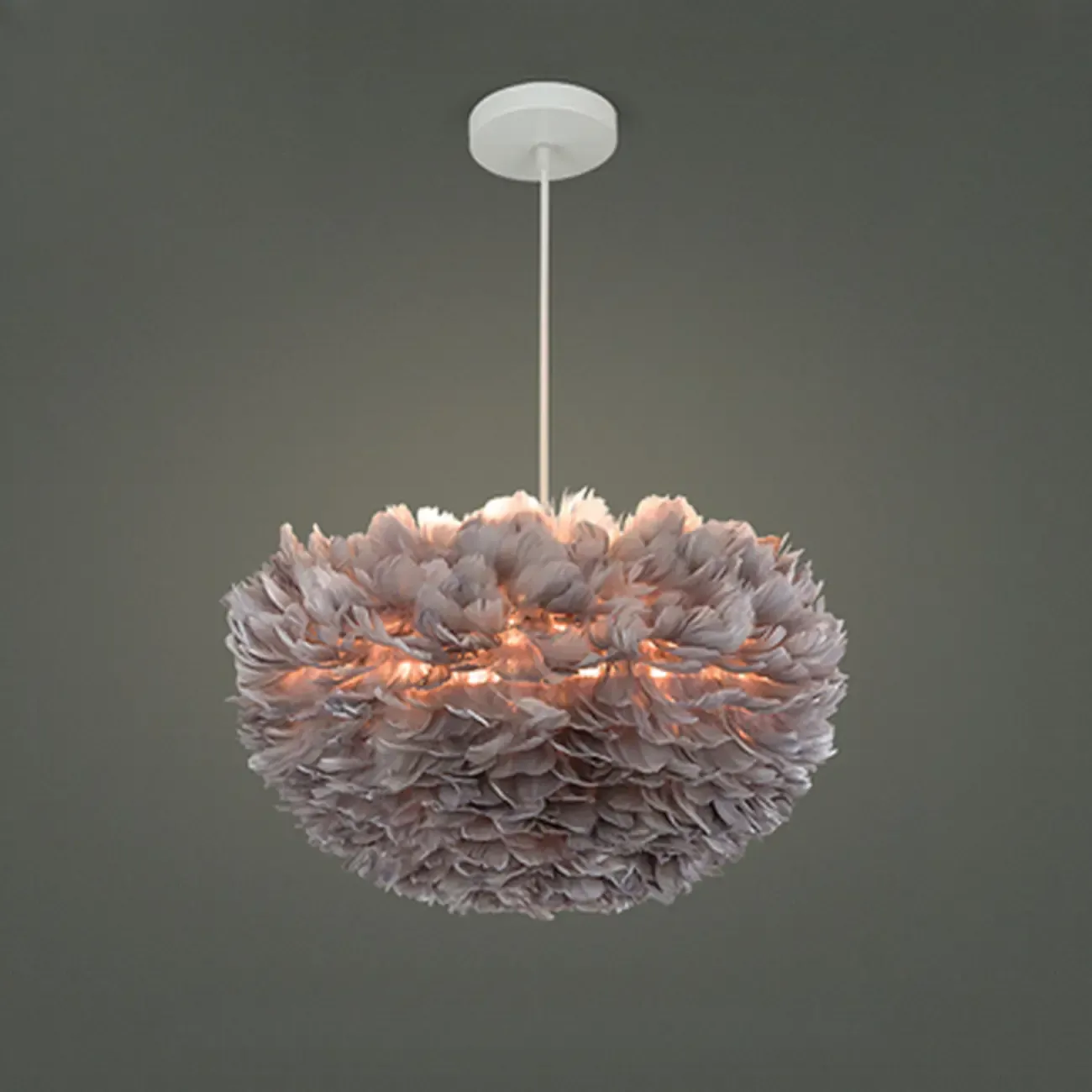 Modern White Feather Pendant Light Height Adjustable Image - 9