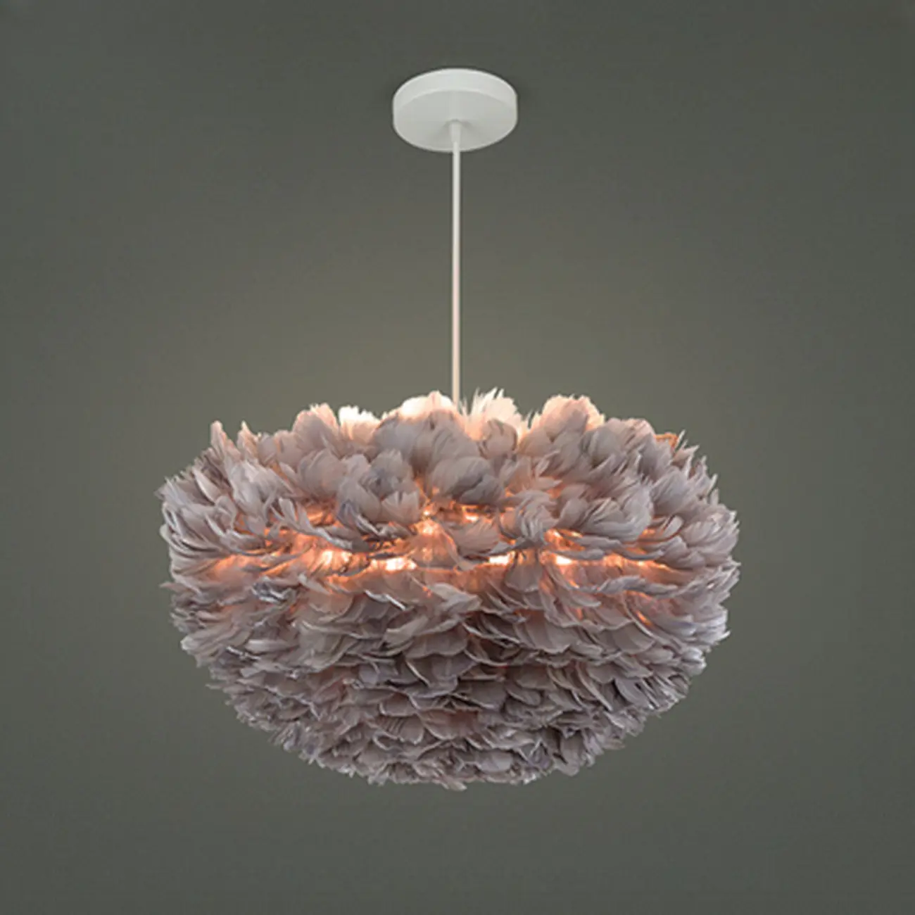 Modern White Feather Pendant Light Height Adjustable Image - 11 | homeyfad