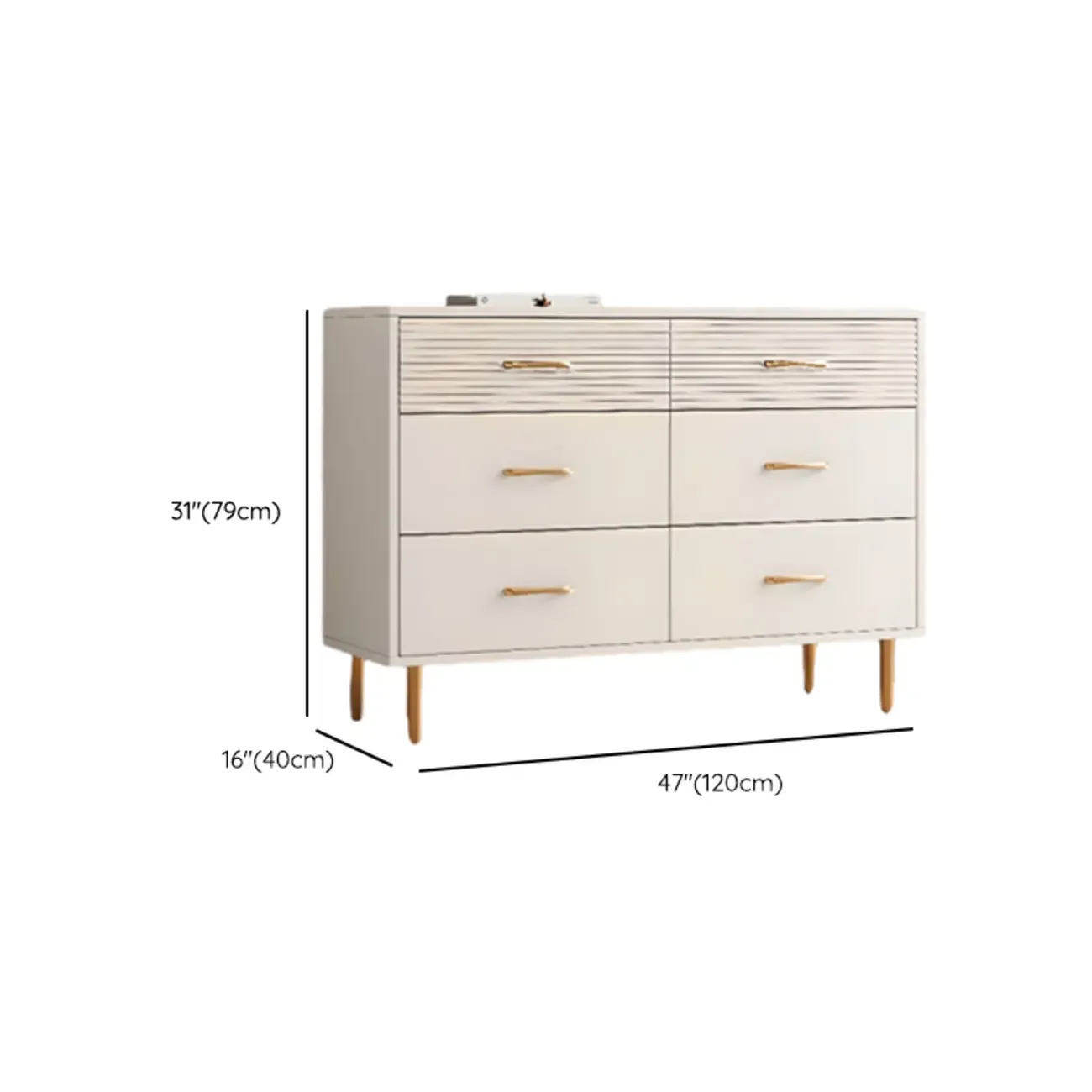 Glam White Lumber Horizontal/Vertical Double Dresser with 8 Drawers/6 Drawers/5 Drawers Sleeping Room Image - 17