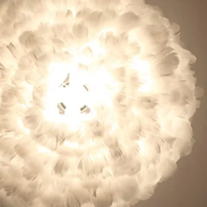 Modern White Feather Pendant Light Height Adjustable Image - 13