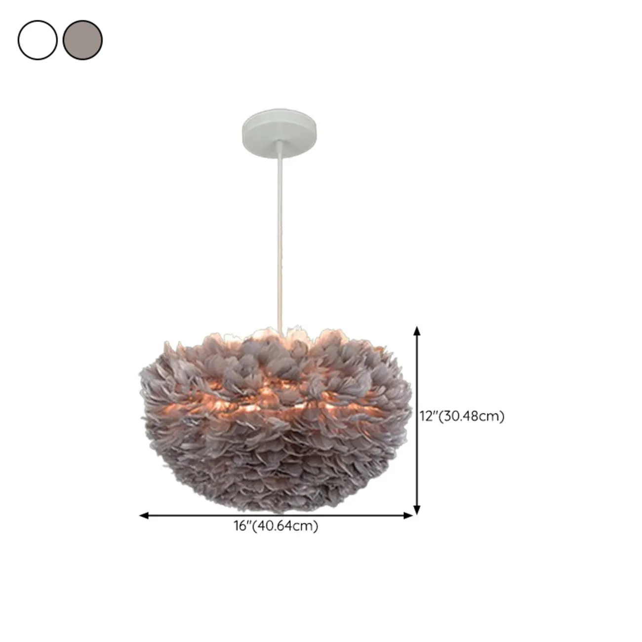 Modern White Feather Pendant Light Height Adjustable #size | homeyfad