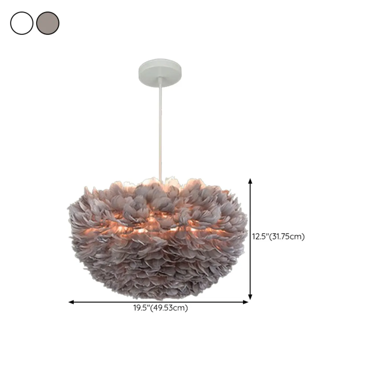 Modern White Feather Pendant Light Height Adjustable Image - 15 | homeyfad