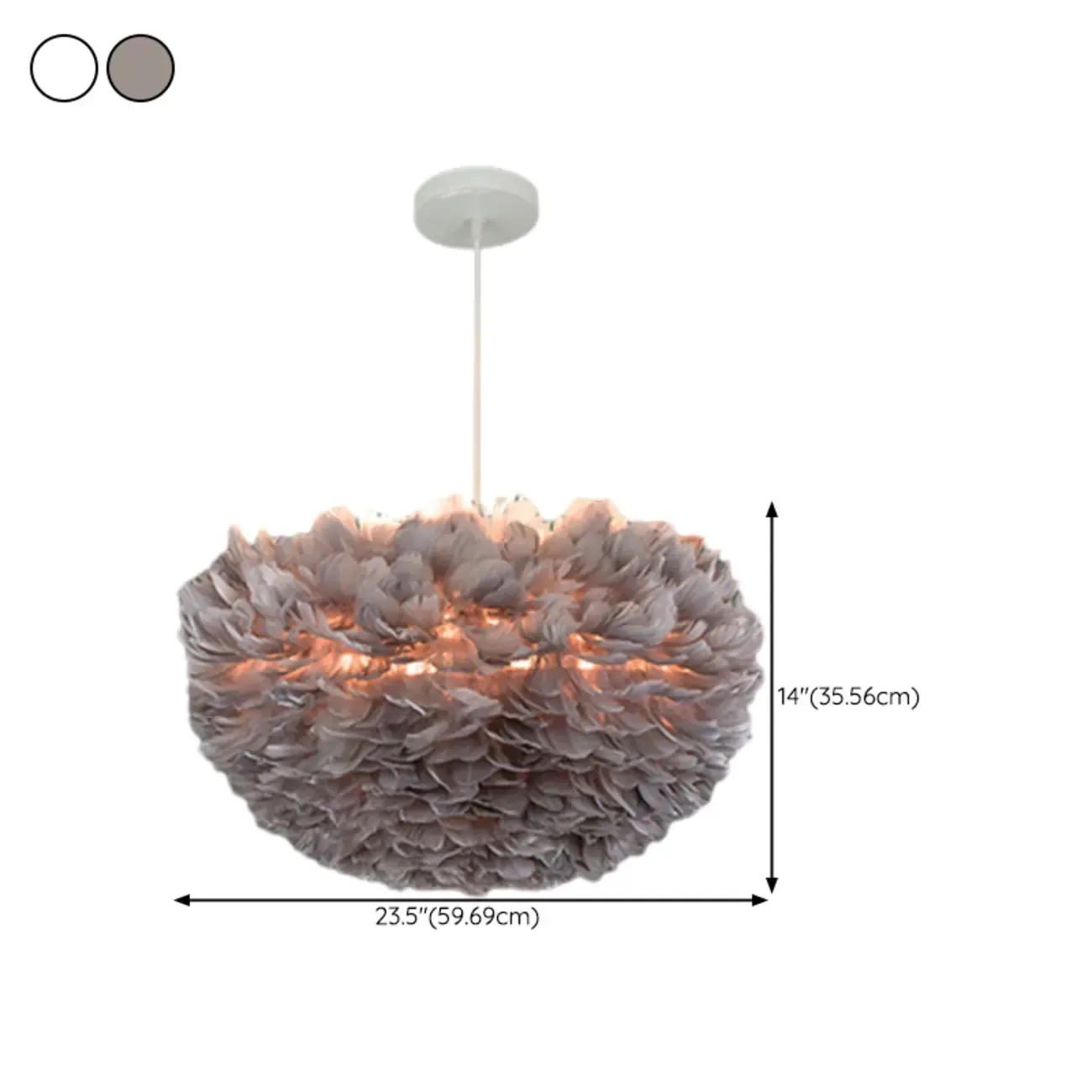 Modern White Feather Pendant Light Height Adjustable Image - 16