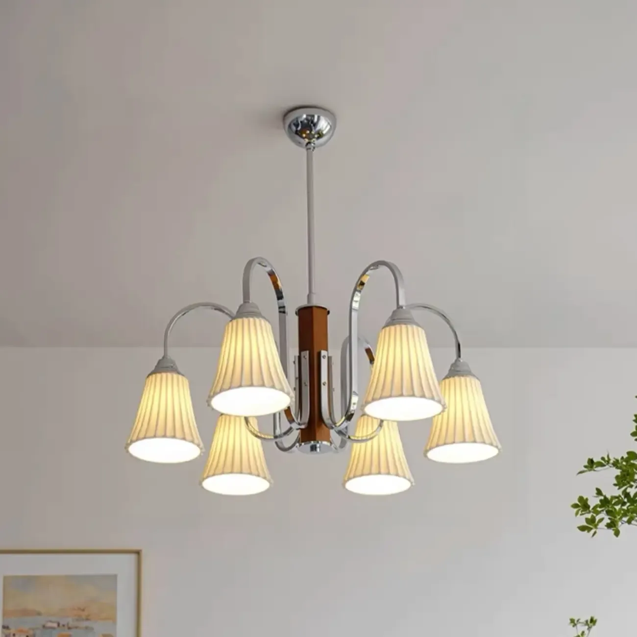 Modern Geometric Ceramic Multi-Light Chandelier Image - 3