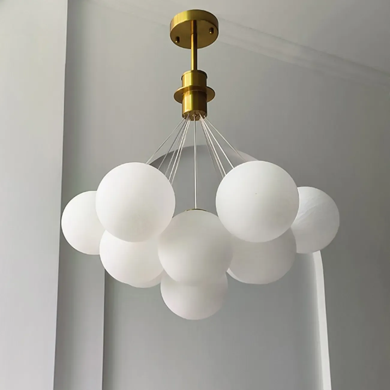 White Matte Glass Shade Multi Globe Light Chandelier  Image - 1