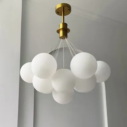 White Matte Glass Shade Multi Globe Light Chandelier  Image - 1