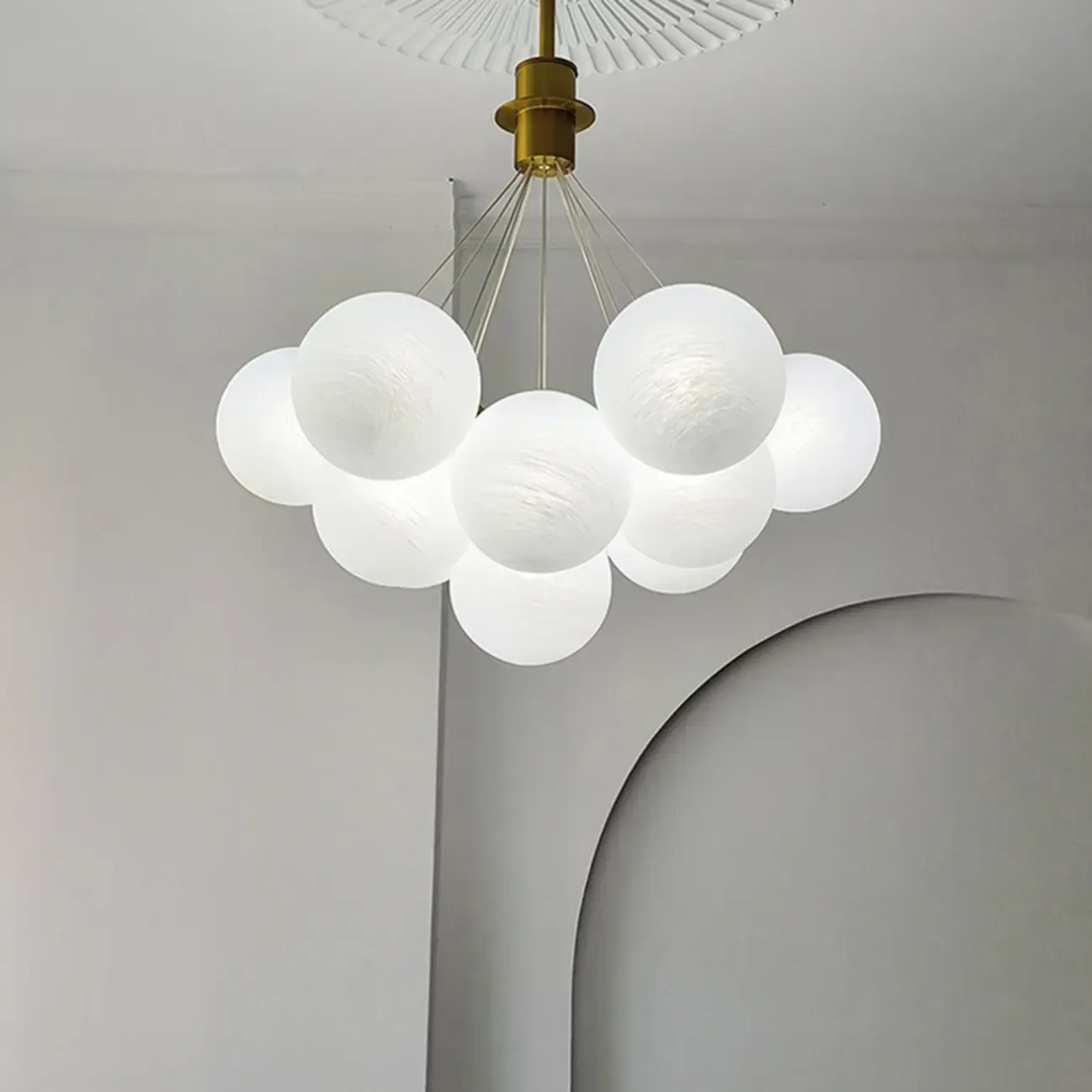 White Matte Glass Shade Multi Globe Light Chandelier  Image - 4