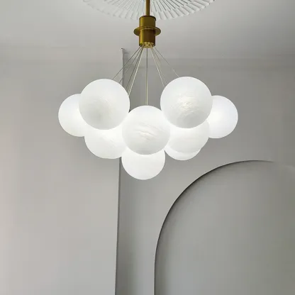 White Matte Glass Shade Multi Globe Light Chandelier  Image - 4
