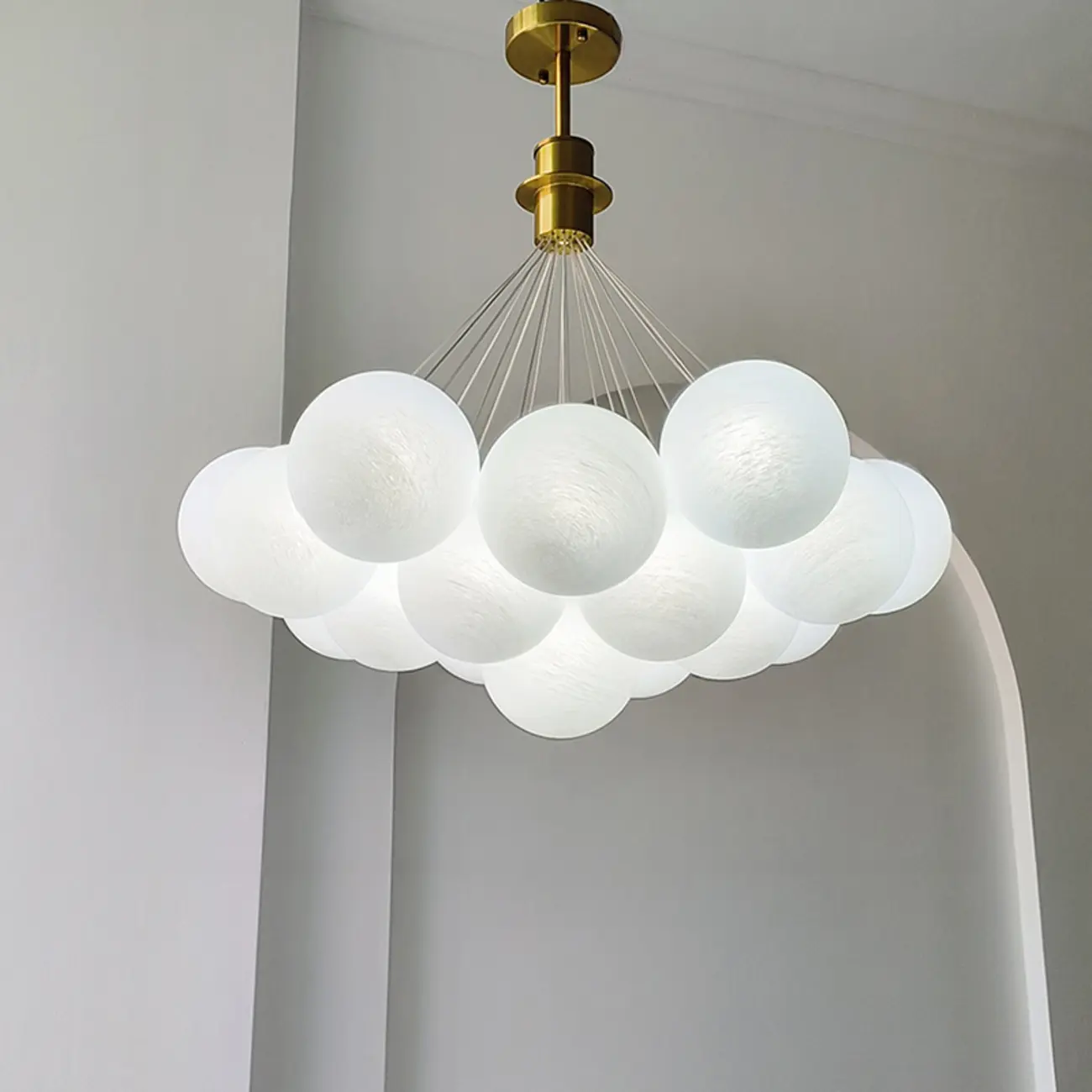 White Matte Glass Shade Multi Globe Light Chandelier  Image - 5 | homeyfad