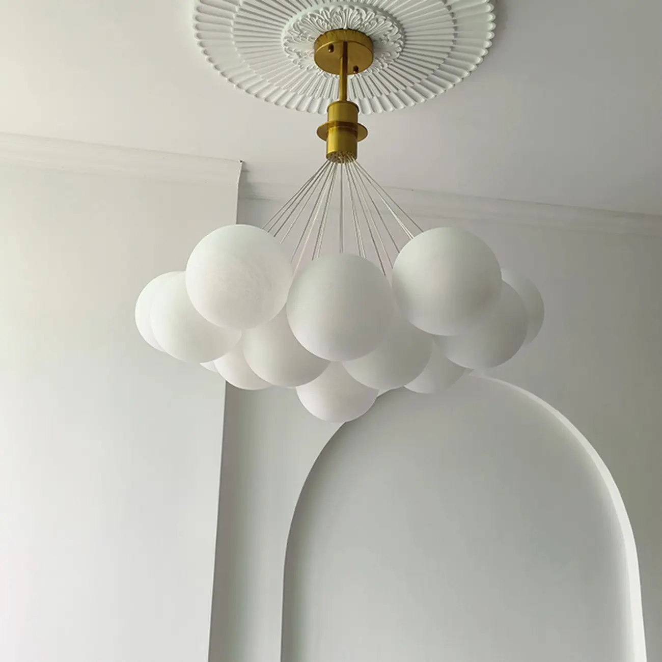 White Matte Glass Shade Multi Globe Light Chandelier  Image - 6 | homeyfad