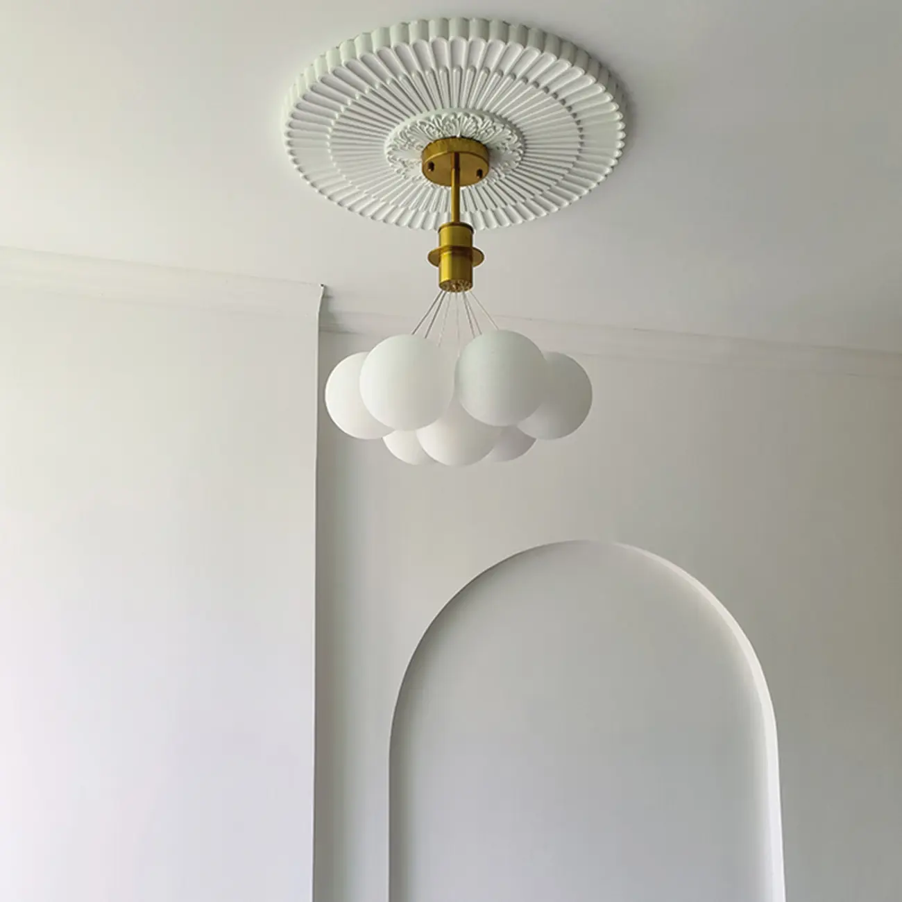 White Matte Glass Shade Multi Globe Light Chandelier  Image - 7 | homeyfad