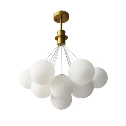 White Matte Glass Shade Multi Globe Light Chandelier  Image - 8