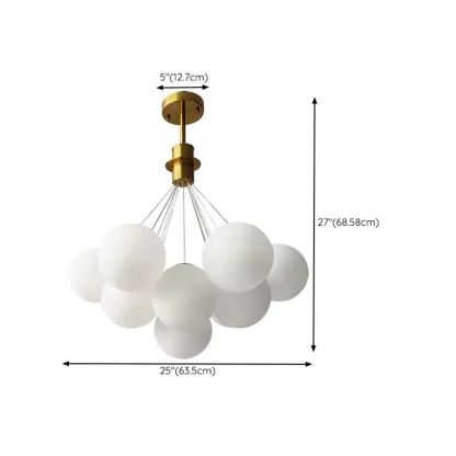 White Matte Glass Shade Multi Globe Light Chandelier  Image - 15