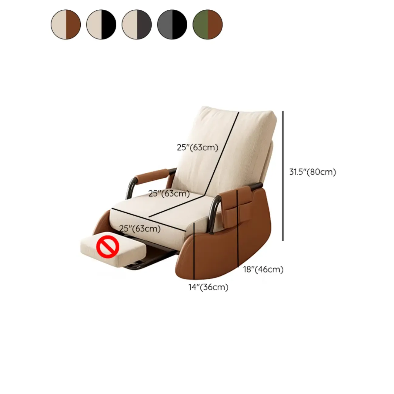 Ergonomic Recliner Chair with Adjustable Backrest for Living Room Image - 20